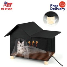 Outdoor Heated Cat House for Winter, Elevated Weatherproof Cat House
