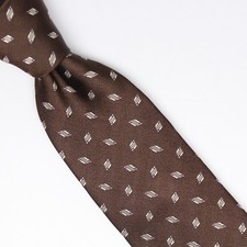 John G Hardy Mens Silk Necktie Brown White Purple Diamond Geometric Weave Woven
