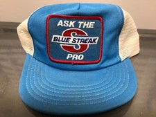 Vintage BLUE STREAK ask the pro patch usa made Snapback Hat