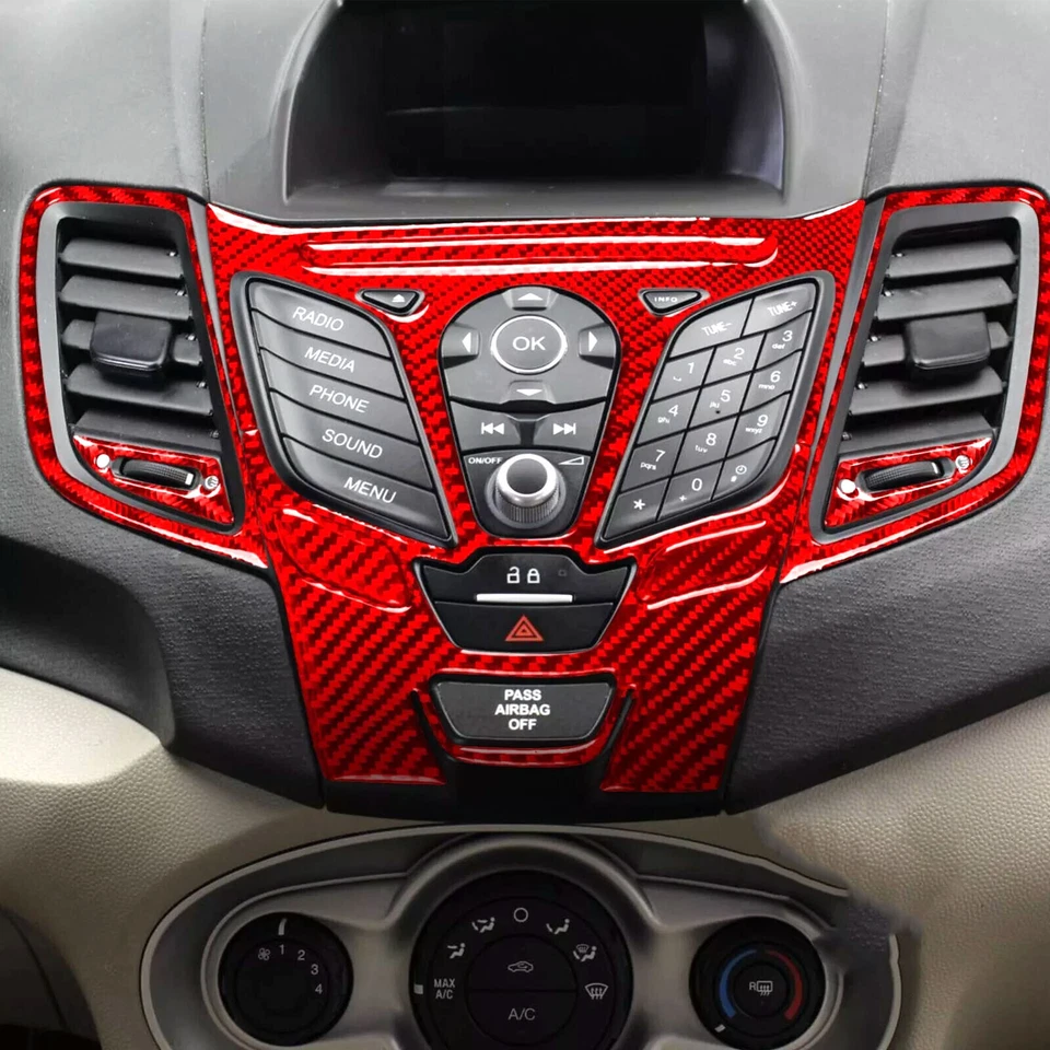 Kits completos de cubierta interior de fibra de carbono roja de 72 piezas para Ford Fiesta 2011-2019 Foto 3 de 4