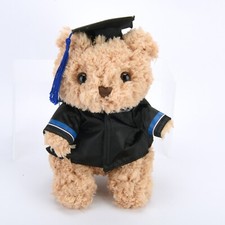 Graduation Teddy Bear Plush Doll Stuffed Gift 9" w/Cap Blue Gown Party Decor