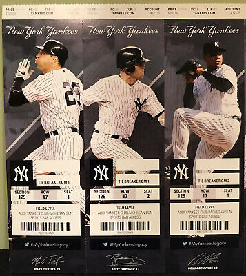 2016 NEW YORK YANKEES SEASON TICKET Tie Breaker game sheet 6 matching  tickets