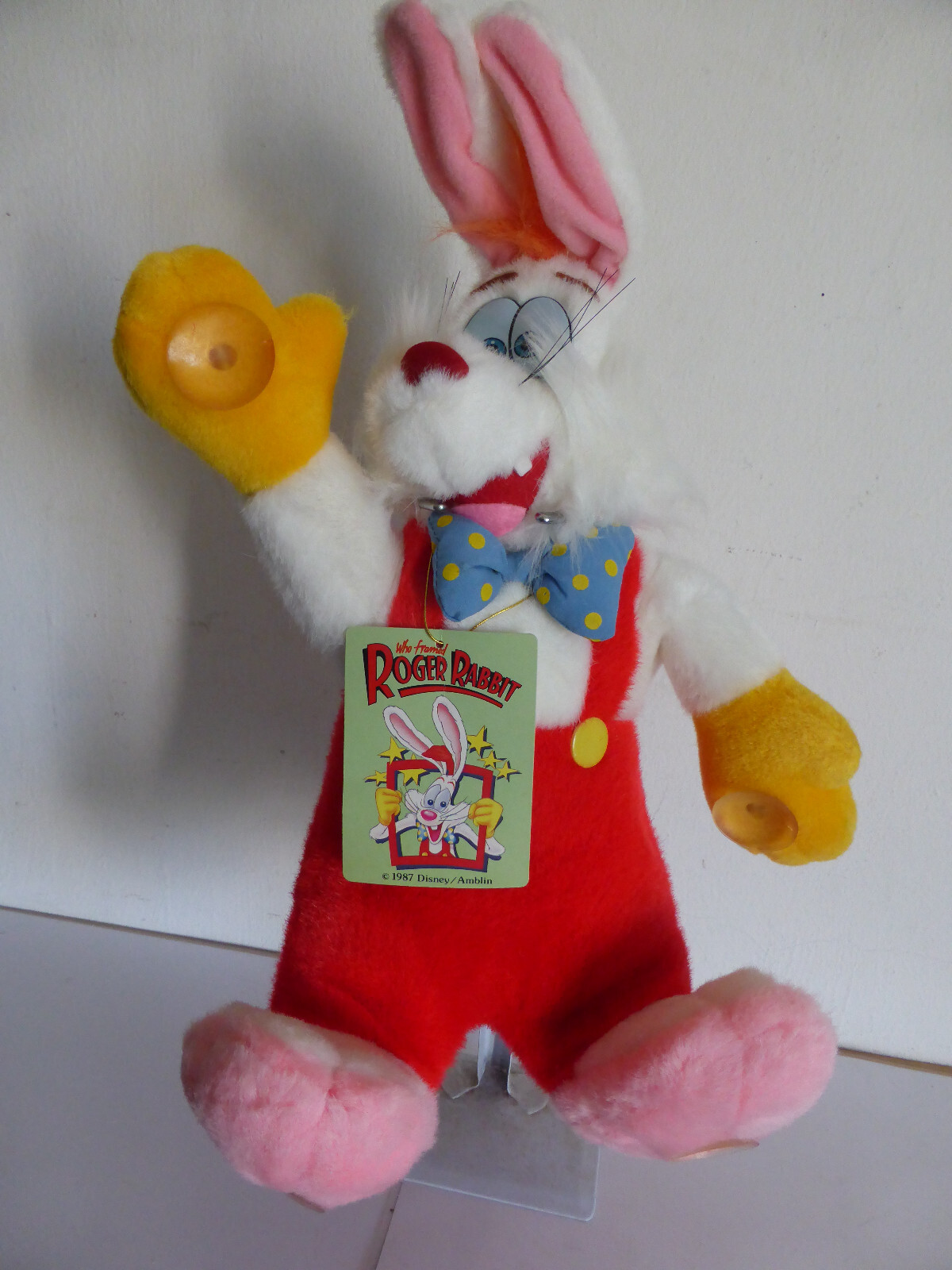 Peluche vitre Roger Rabbit 1987 Amblin vintage plush car windows Tokyo Disney Resort rouge