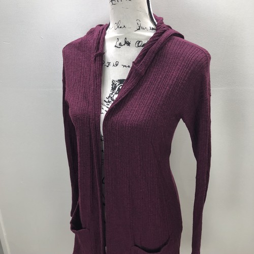 Purple Hooded Cardigan Sweater 