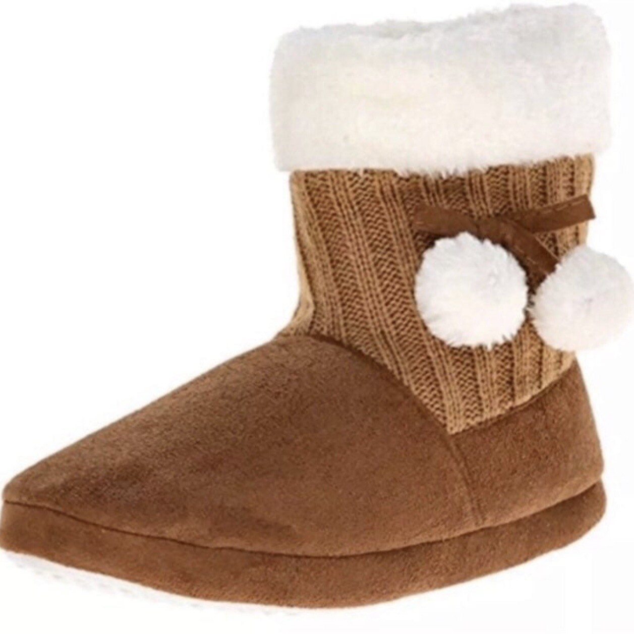 PANTOFOLA D’ORO Ciabatta stivaletto pom pom foderata in sherpa con punta dorata taglia XL NUOVO!