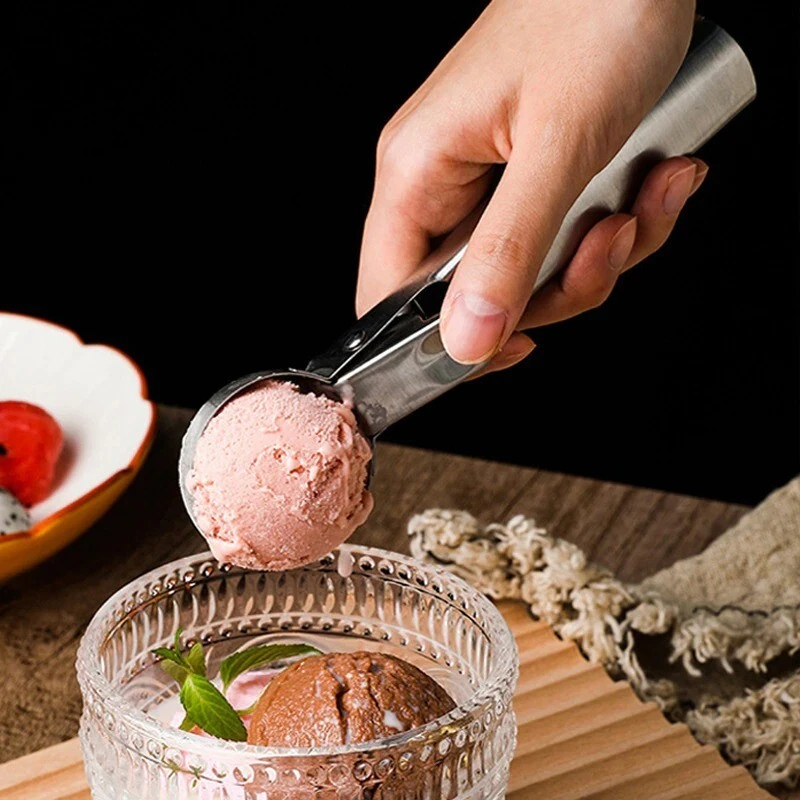 Ice Cream Scoop Stainless Steel Trigger Watermelon Baller Dessert Spoon  Small