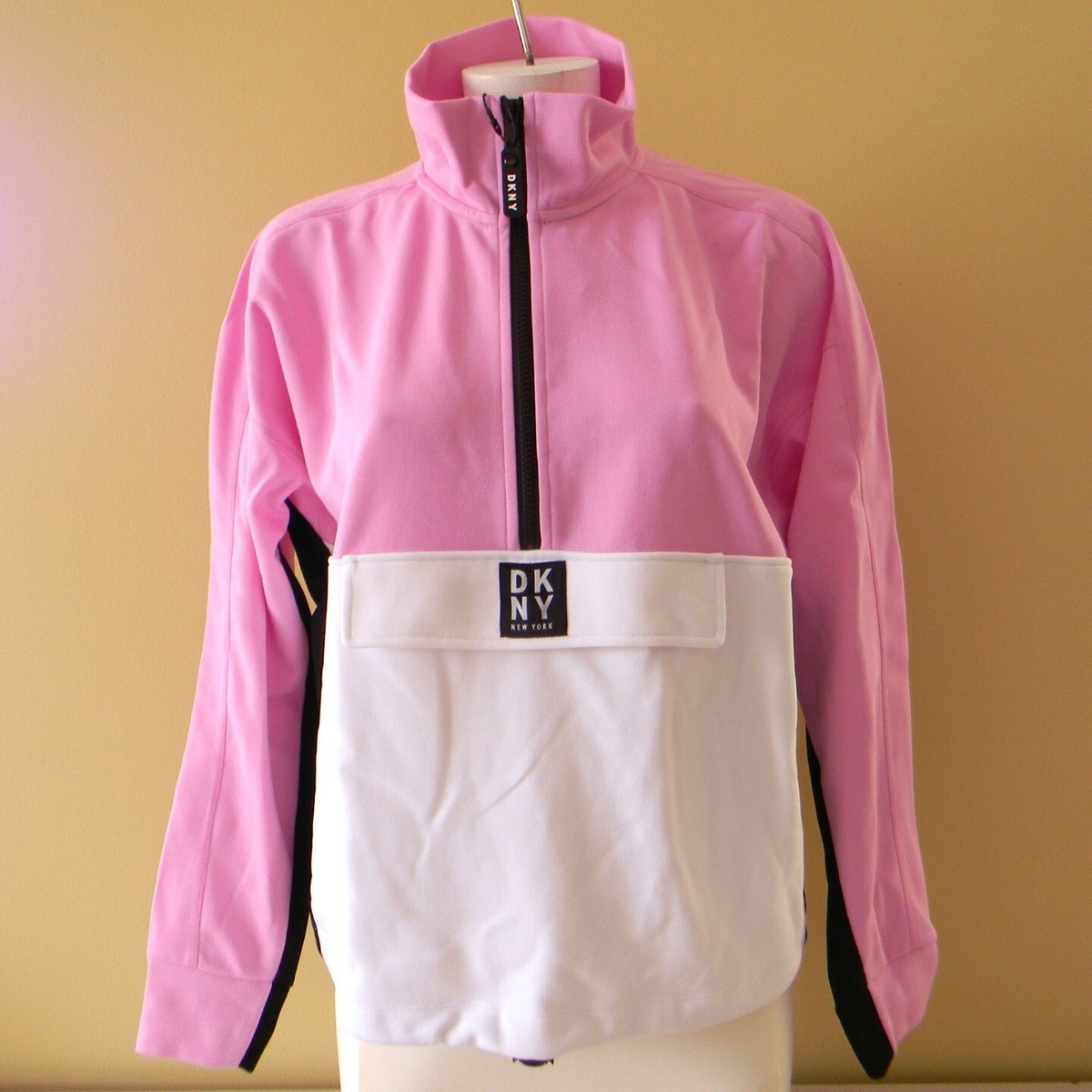 Pull Sport DKNY 1/2 Zip Femme - Rosebud Taille XL - Neuf Avec étiquettes & Livraison Gratuite
