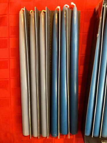 Root Unscented Arista/Taper Candles 9 Blue 3 gray 12” Tall x 12 Candles - Picture 3 of 10