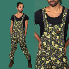 RUN AND FLY Dungarees Serpent Garden Snake Print Twill Cotton 4XS-4XL