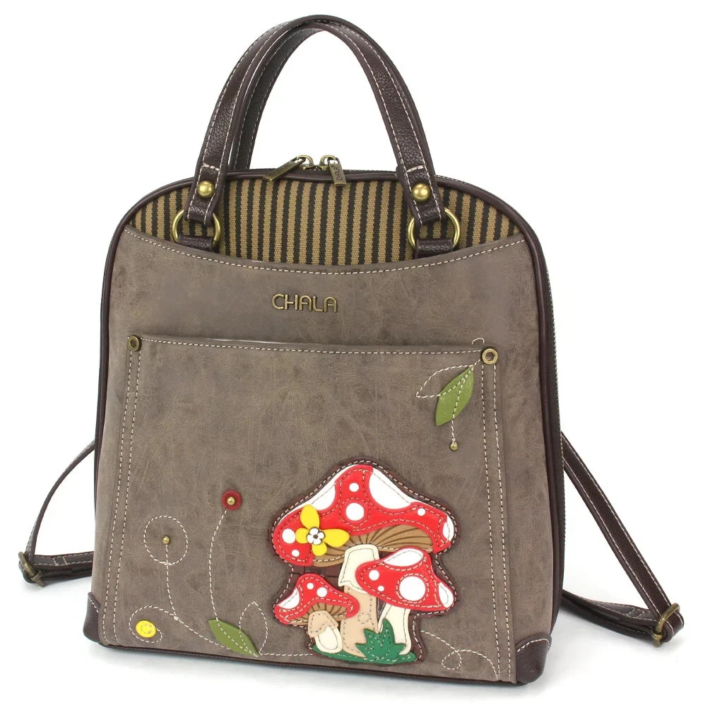 Boho Embroidered Floral Convertible Backpack Purse Canvas & Faux Leather Boho Floral Embroidered Canvas Backpack-women main image 4