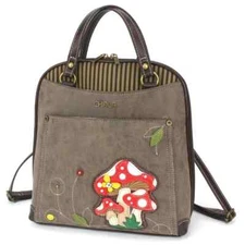 NEW CHALA STONEGRAY MUSHROOM CONVERTIBLE BACKPACK PURSE FAUX LEATHER CANVAS