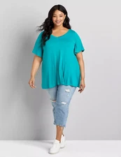 Lane Bryant NWT Soft Stretch Cute Swing Tunic Tie Back Top Plus 34/36 6X Teal