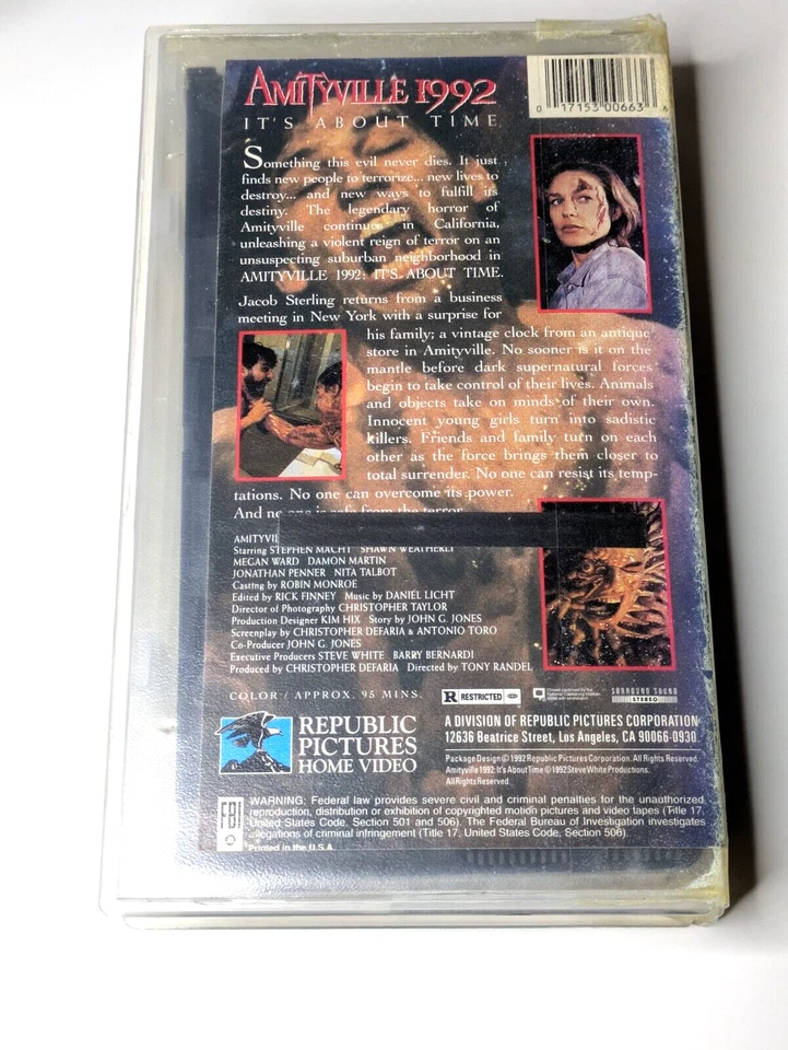Amityville 1992 It's About Time  vhs tape - former rental. Tested - Image 3 of 4