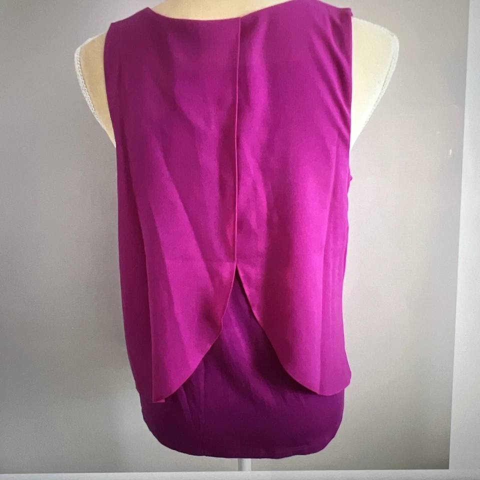 Bar III Women’s Pink Sleeveless Overlay Top Blouse Size Medium** - Image 3 of 4