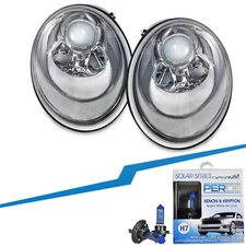 PERDE Chrome Projector Headlight Set For 2006-2010 Volkswagen Beetle w/ Halogen