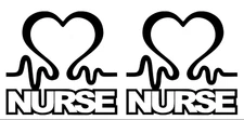 Nurse Heartbeat Two Pack 5" Black Vinyl Decal Car Truck Window laptop computer