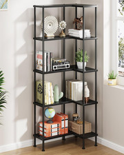 5-Tier L-Shaped Corner Bookshelf, 60" Tall Modern Corner Shelf L-Shape Corner