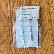 Silver Clear Rhinestone Bobby Pins Set of 2 Metal Bar Classic Wedding Formal