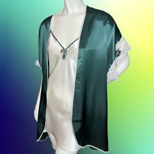 Wendy Ann Vintage Green And Ivory Robe Nightgown Lingerie Set