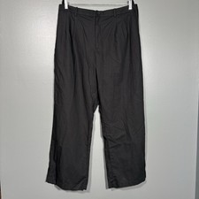 Uniqlo Women's Black Pleated Wide Leg Pants - Size XXL - Linen Blend Relaxed Fit