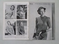 Original 1940's Knitting Pattern Lady's Jumper  P & B 954 Free P &P