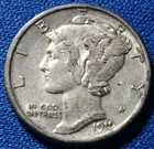 1919-D Mercury Dime, Almost Uncirculated AU Denver Silver Semi Key Date