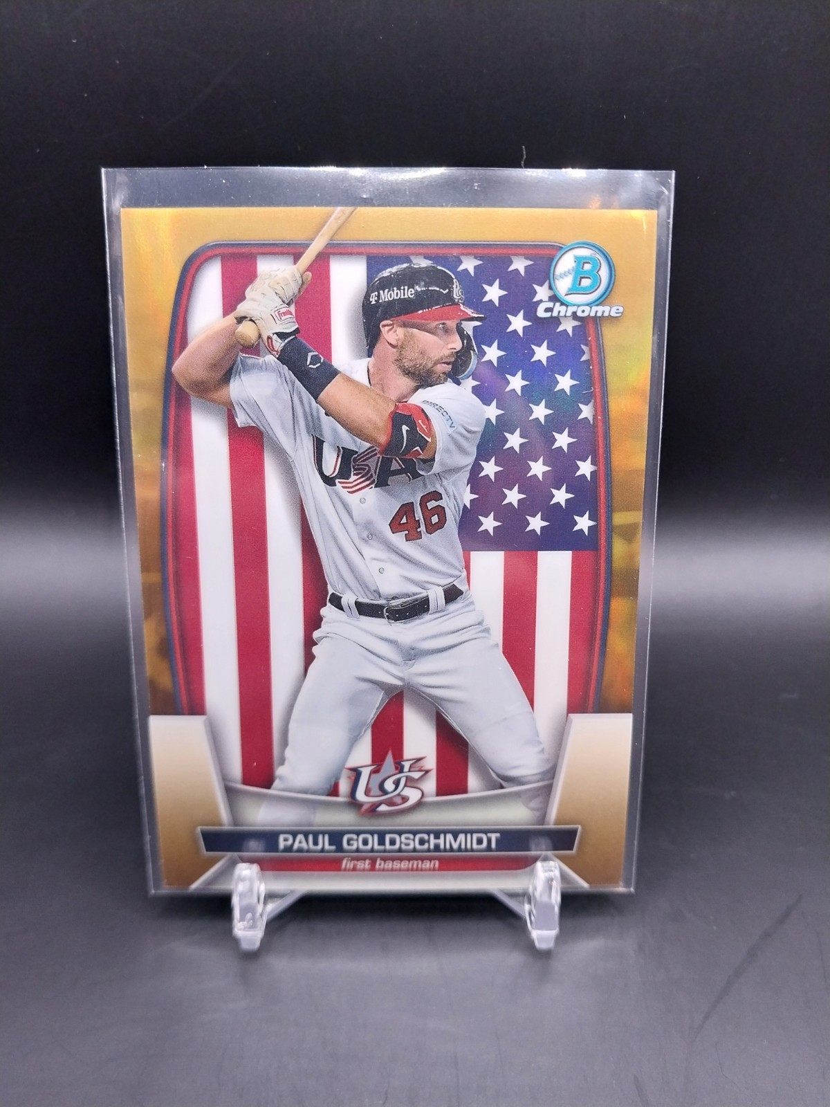 2023 Bowman Chrome Paul Goldschmidt WBC Gold Flag Refractor /50 USA A33