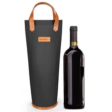 Tirrinia Single Wine Gift Tote Bag, Insulated Thermal Padded Wine Bottle