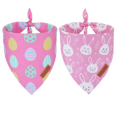 PTDECOR Easter Dog Bandana, Reversible Holiday Scarf, Large, Pink
