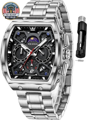 Men Watches Business Dress Chronograph Big Square Quartz Analog Male Watch Silic