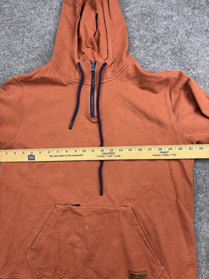 Smith + Rogue Sudadera con Capucha Para Hombre Grande Naranja Óxido Cuarto Cremallera Cordón Bolsillo Frontal Foto 4 de 4