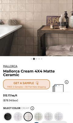 Equipe Mallorca Cream 4 x4  Tile