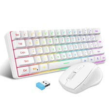 2.4G Wireless Gaming Keyboard and Mouse Combo, Include Small 60 Merchanical ...