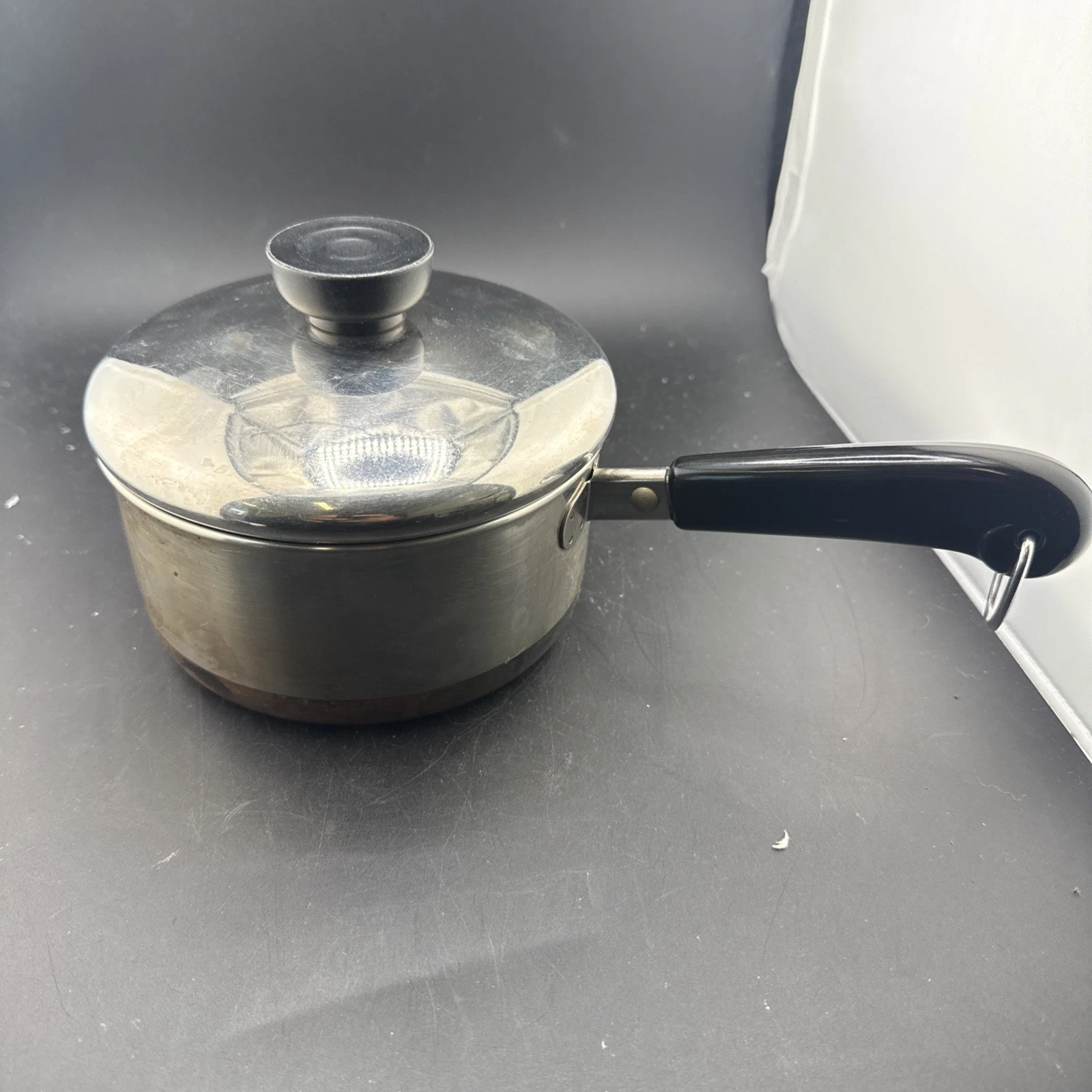 Revere Ware 1Qt 1801 Copper Bottom Stainless Steel Sauce Pan W/Lid