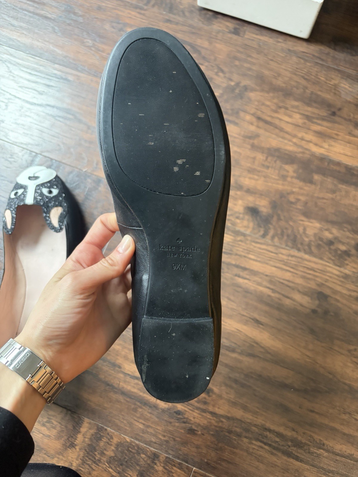 Kate Spade Winthrop Black White Boston Terrier Frenchie Ballet Flats Size 9.5 thumbnail 3