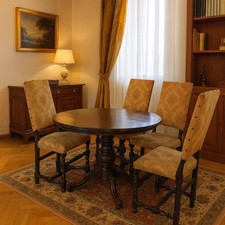 Sedie Barocche Antiche Noce Ebanizzato Tessuto Italia XVIII Secolo Originali