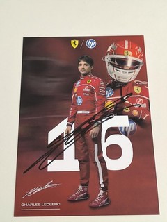 CARTOLINA RITRATTO CHARLES LECLERC FIRMATA RARA 2025 FERRARI DRIVER F1 15x21 SF 25