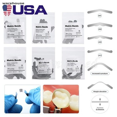 Dental Tofflemire Matrix Bands 0.04mm Margin Elevation Increased Curvature Steel