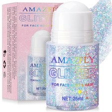 Roll-on Holographic Body Glitter Gel for Face and Hair, Glint-Rainbow