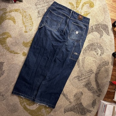 Vintage Y2K Ecko Baggy Embroidered Carpenter Jeans Blu washed