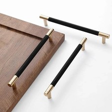 2 Pack 7 1/2 Inch 192mm Bar Cabinet Pulls Gold and Black Knurled Handles for ...