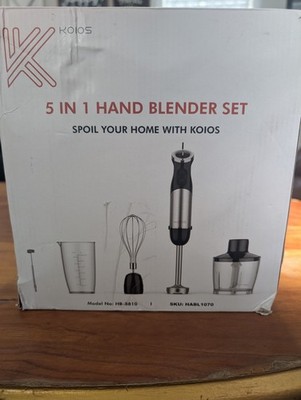 KOIOS 5-in-1 Hand Blender Set HB-8810 Silver Black Blender Beaker Whisk Chopper