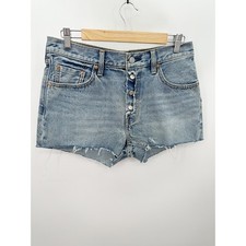 Levi’s 501 Jump Start Shorts Women 28 Blue Button Fly Raw Fray Hem Y2K Festival