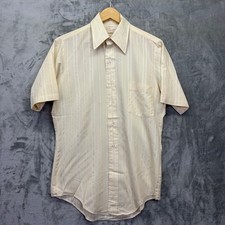 Vintage 70's Arrow Kent Mens Jacquard Stripped Short Sleeve Button Up Shirt