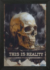 Skull Grunge Graffiti - This Is Rea Framed Wall Art Poster Canvas Print Picture