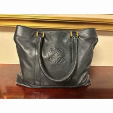 LOEWE Anagram Leather Tote Bag Black Classic Designer from Japan for women