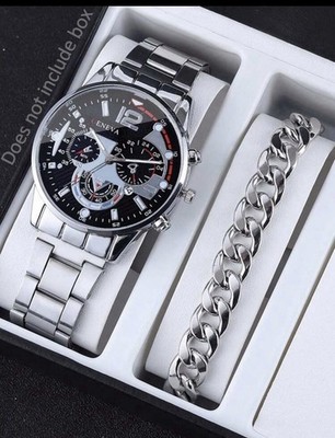 Geneva Herrenuhr mit Armband perfektes Geschenk zum Geburtstag Chrismax & Urlaub T3,5
