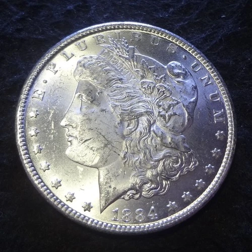 1884-CC Morgan Silver Dollar - Choice MS+ details from the Carson City mint