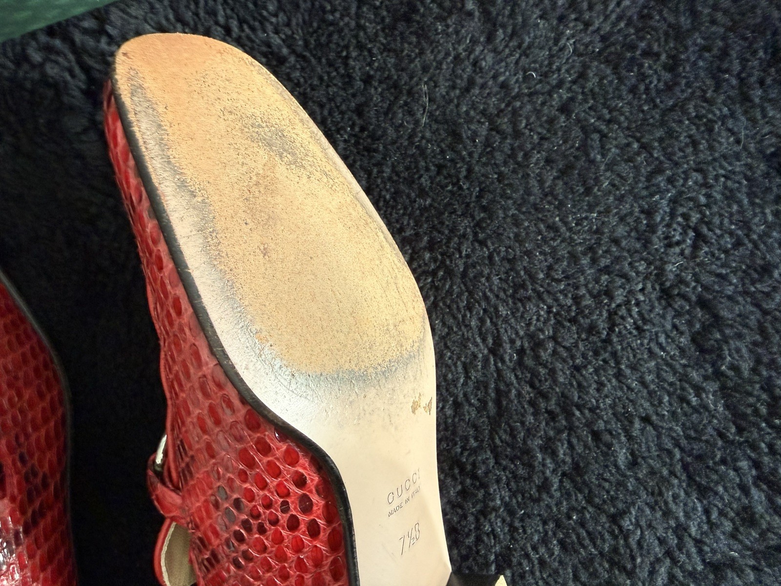 Gucci Early 2000s Red Snakeskin Python Loafers Wi… - image 7