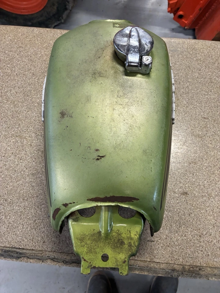 1974 Honda CL 360 CL360 pintura original tanque de gasolina verde preto branco combustível embaralhador - Imagem 3 de 4